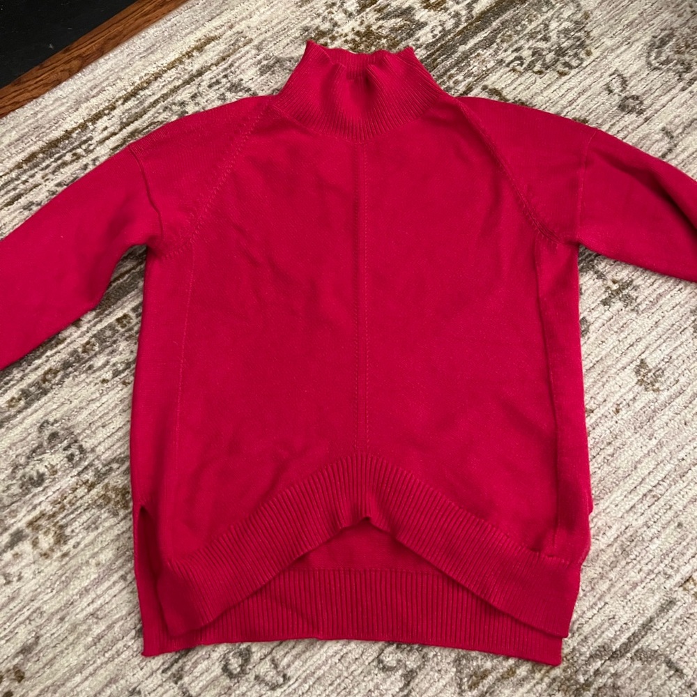 Maeve Anthropologie Hot Pink Mock Neck Sweater